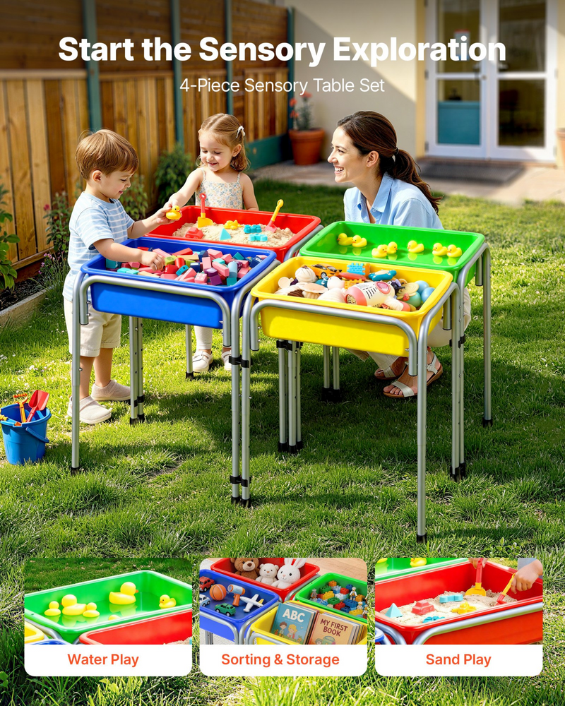 4-Station Adjustable Sensory Play Table for Toddlers