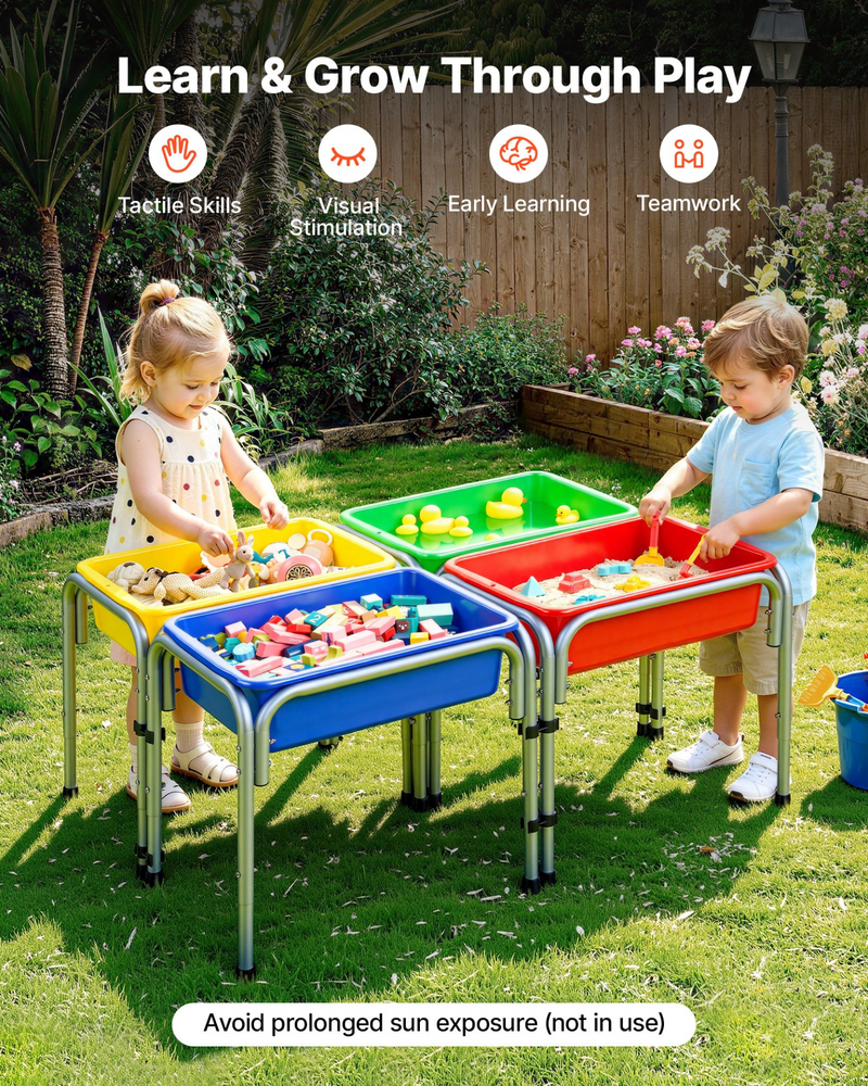 4-Station Adjustable Sensory Play Table for Toddlers