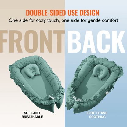 VEVOR Baby Infant Lounger 100% Cotton Soft Newborn Nest Sleeper with Headrest - The Little Big Store