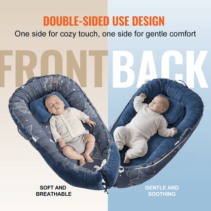VEVOR Baby Infant Lounger 100% Cotton Soft Newborn Nest Sleeper with Headrest - The Little Big Store