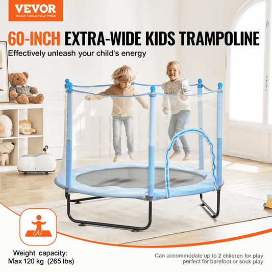 60" Trampoline for Kids Mini Toddler Trampoline with Net Indoor Outdoor - The Little Big Store