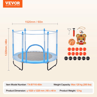 60" Trampoline for Kids Mini Toddler Trampoline with Net Indoor Outdoor - The Little Big Store