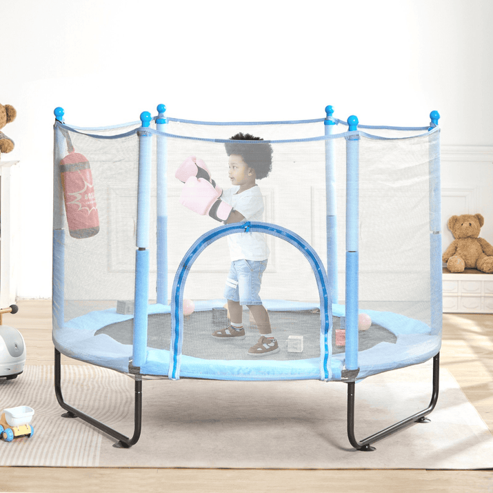 60" Trampoline for Kids Mini Toddler Trampoline with Net Indoor Outdoor - The Little Big Store