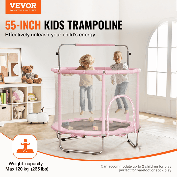 55" Trampoline for Kids Mini Toddler Trampoline with Net Indoor Outdoor - The Little Big Store
