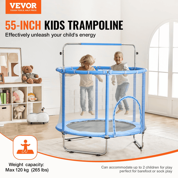 55" Trampoline for Kids Mini Toddler Trampoline with Net Indoor Outdoor - The Little Big Store