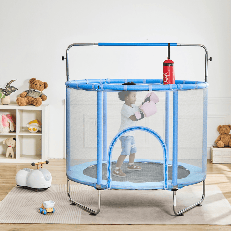 55-Inch Kids Trampoline with Safety Net | Indoor & Outdoor Mini Trampoline