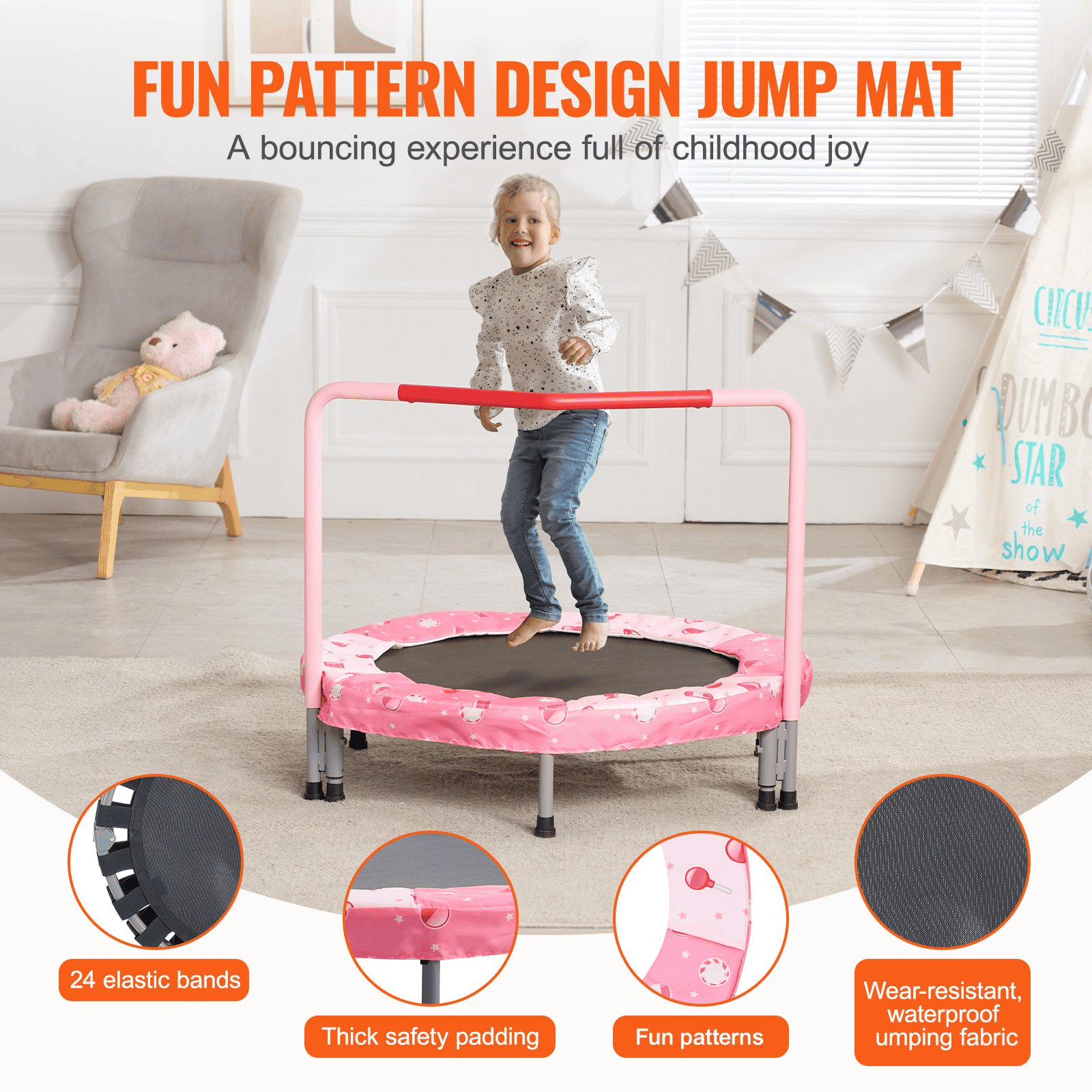 36" Trampoline for Kids Foldable Mini Toddler Trampoline Indoor Outdoor - The Little Big Store
