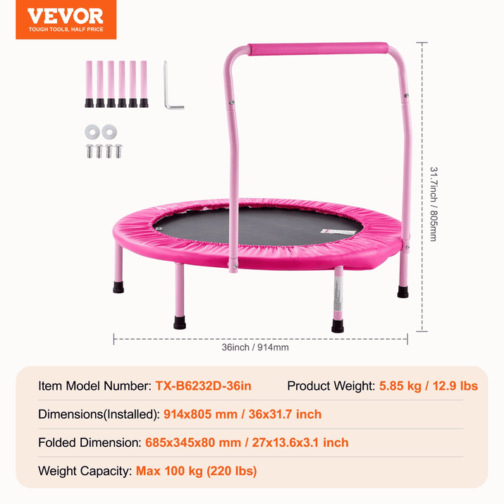36" Trampoline for Kids Foldable Mini Toddler Trampoline Indoor Outdoor - The Little Big Store