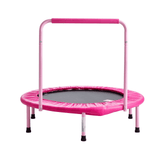 Front view of pink mini trampoline and padded handle