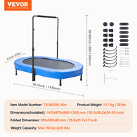 56" Trampoline for Kids Foldable Mini Toddler Trampoline Indoor Outdoor - The Little Big Store