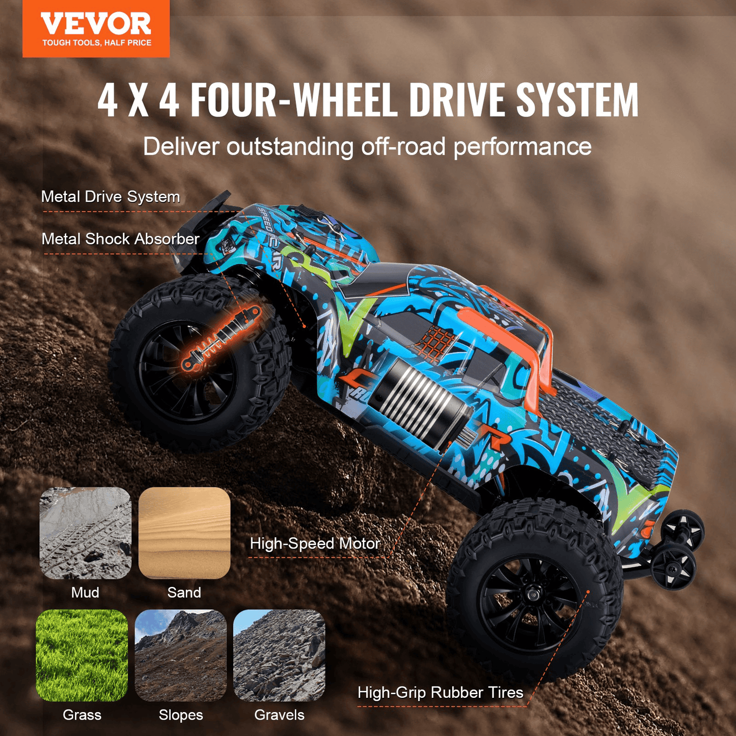 Remote Control Car 1:14 Scale All Terrain 4WD Off-Road Truck for Kids - The Little Big Store