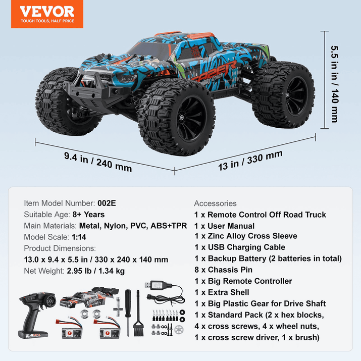 Remote Control Car 1:14 Scale All Terrain 4WD Off-Road Truck for Kids - The Little Big Store