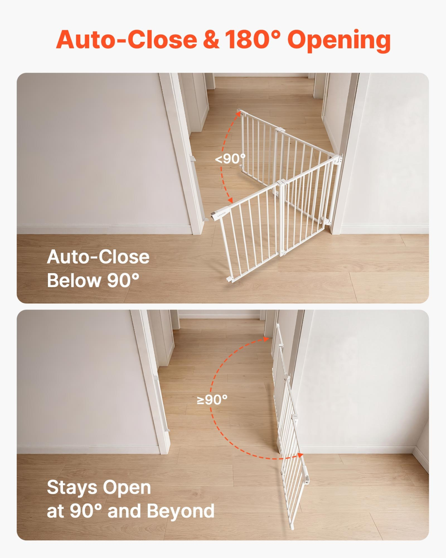 Adjustable Baby & Pet Safety Gate for Stairs – 30 Inch Hardware Mounted Barrier (White)