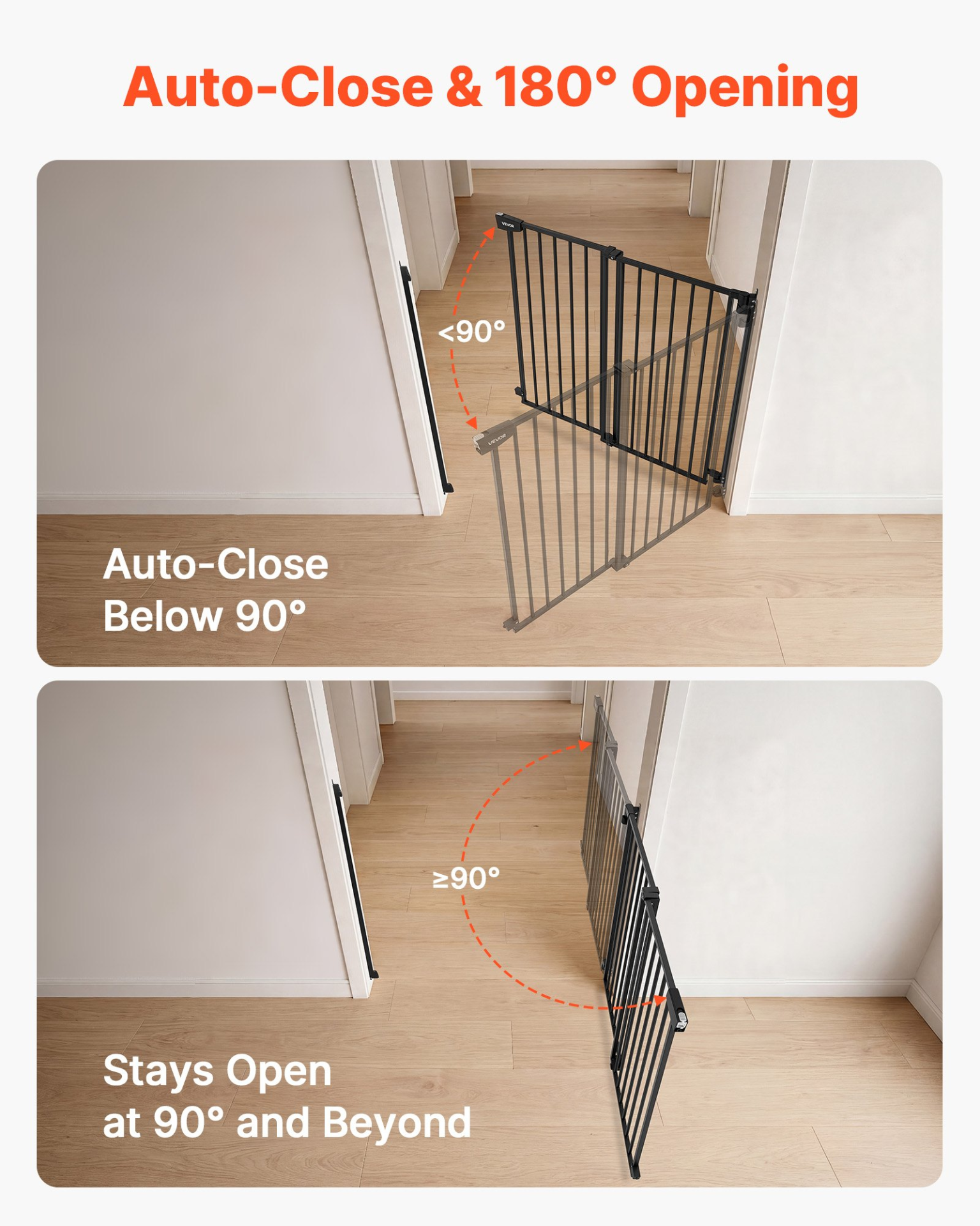 Adjustable Baby & Pet Safety Gate for Stairs – 30 Inch Hardware Mounted Barrier (Black)