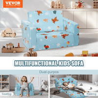 VEVOR Kids Christmas Couch, 2-in-1 Toddler Chairs Comfy, Toddler Couch Sofa Bed Fold Out, Convertible Sofa to Lounger, Kids Chair Seat Playroom Furniture for Kids Girls & Boys, Sky Blue - The Little Big Store