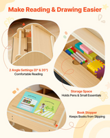 Flat and 35-degree inclined desktop with paper-roll holder