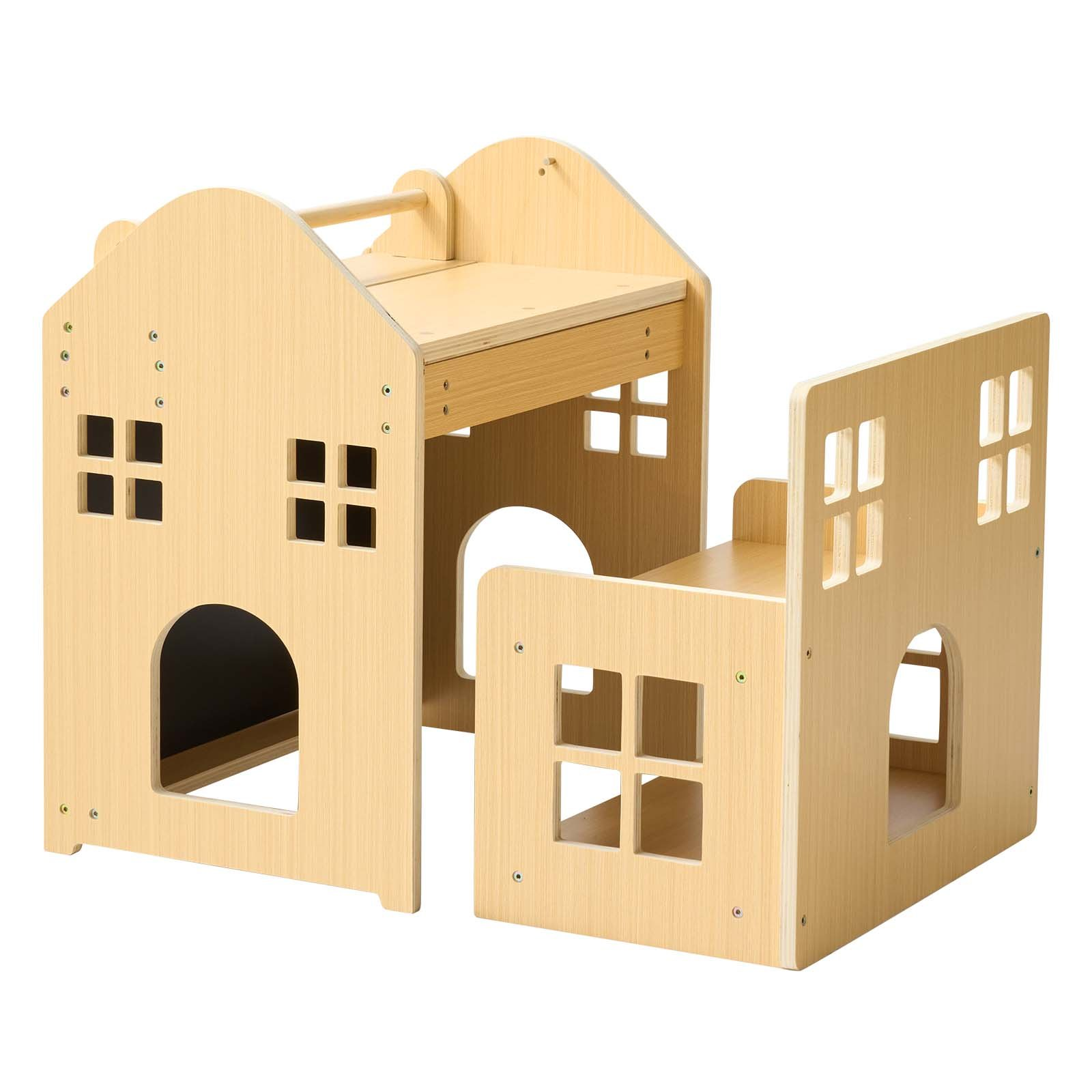 3-in-1 Montessori Weaning Table & Chair Set for Toddlers 1-5 – Wooden Kids Activity Table with Adjustable Angle, Detachable Chalkboard & Paper Roll Holder