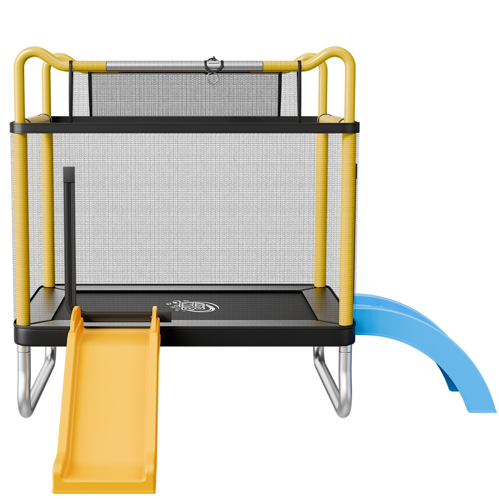 Kids Mini Trampoline with Enclosure Net, Slide & Ring – 132 lbs Capacity Indoor/Outdoor Toddler Trampoline, Easy Assembly