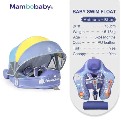 SplashVIP Baby Float: Ultimate Non-Inflatable Swim Trainer with Canopy - The Little Big Store