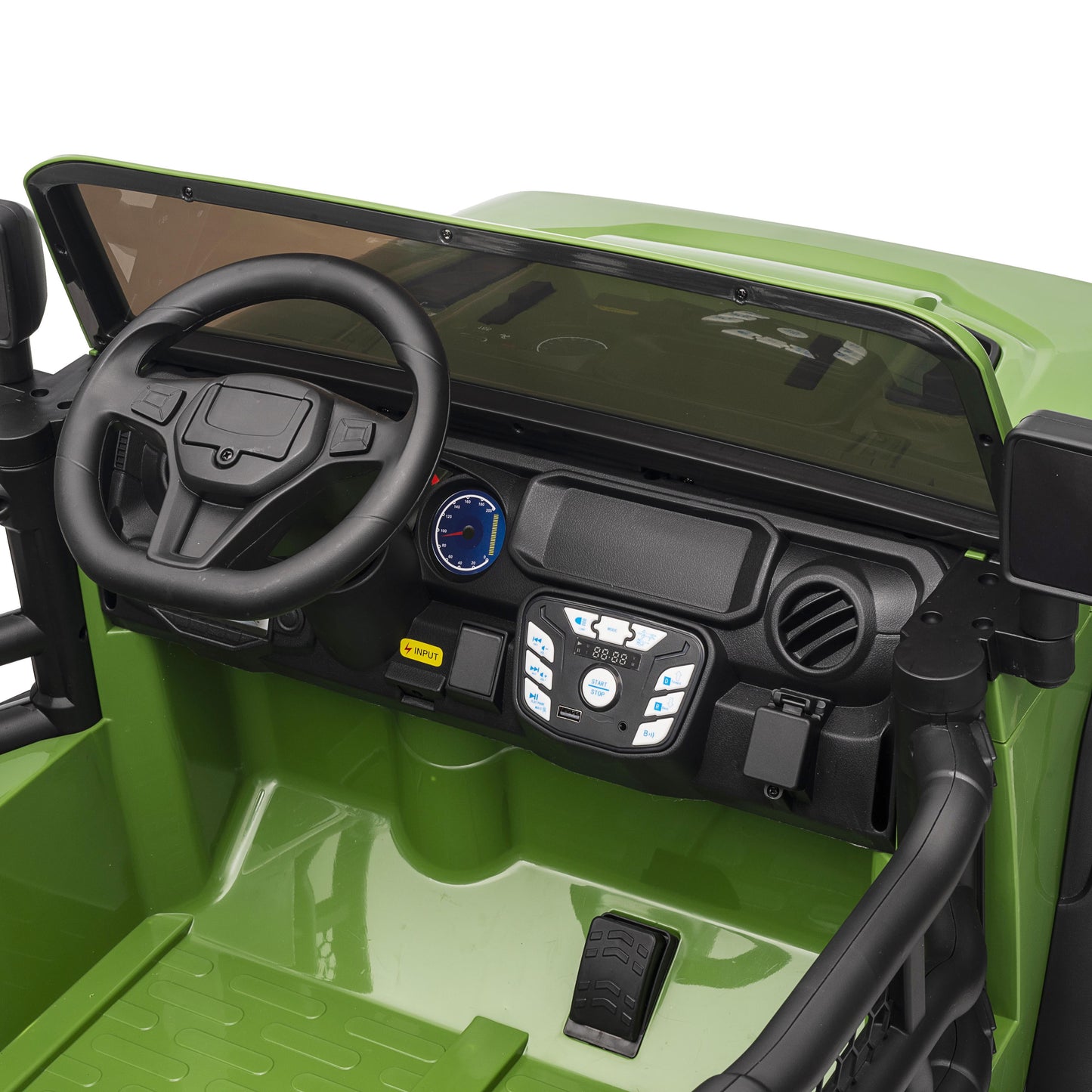 12V Ride on Toy, 2-Seater Kids Ride-On Truck Electric Car with Remote, Bluetooth - Green