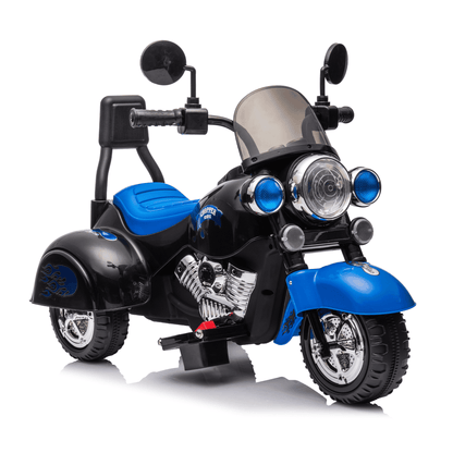 Kids Ride On Motorcycle Toy, 3-Wheel Chopper Motorbike with LED Colorful Headlights Horn, Blue 6V Battery Powered Riding on Electric Harley Motorcycle for Boys Girls - The Little Big Store