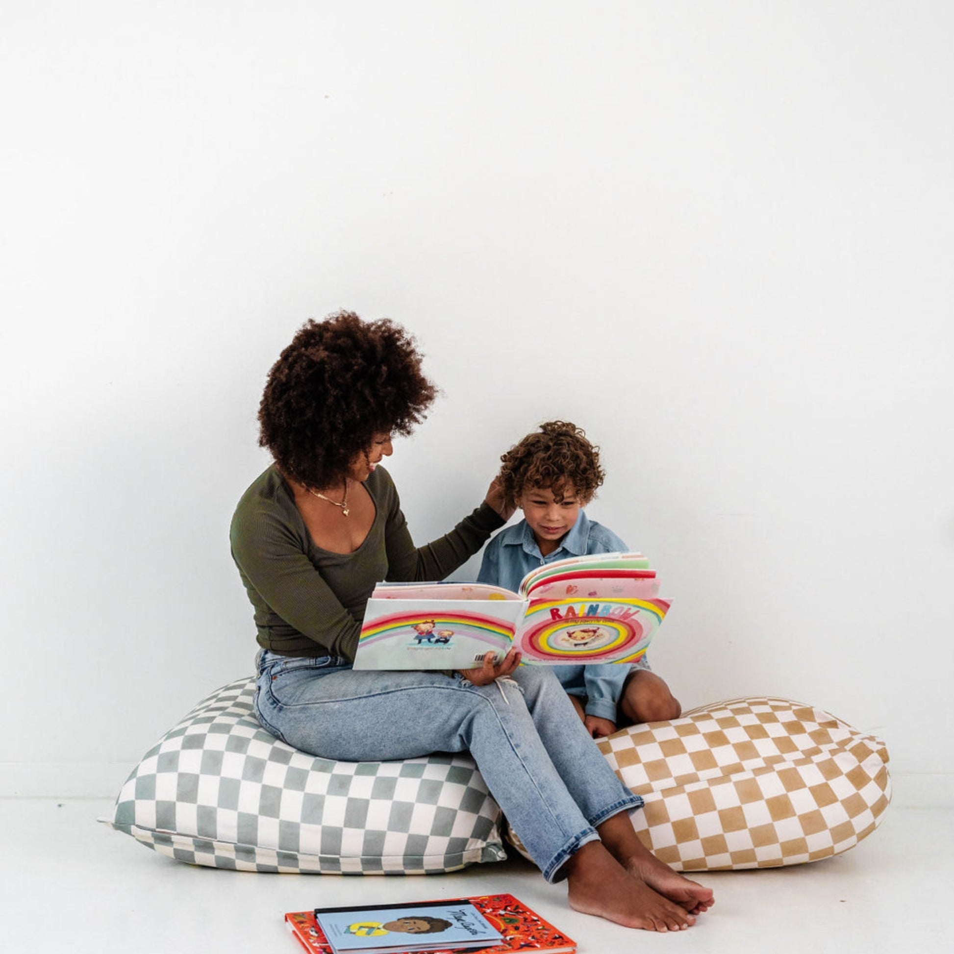 Checker Toffee Bean Bag - The Little Big Store