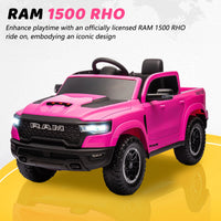 RAM 1500 Ride on Car Toy for Kids, 12V Powered Ride on Truck Toy with Remote Control, 4 Wheel Suspension, Safety Belt, Music, Bluetooth, LED Lights, Electric Cars for 3-5 Yrs Boy Girl, Pink