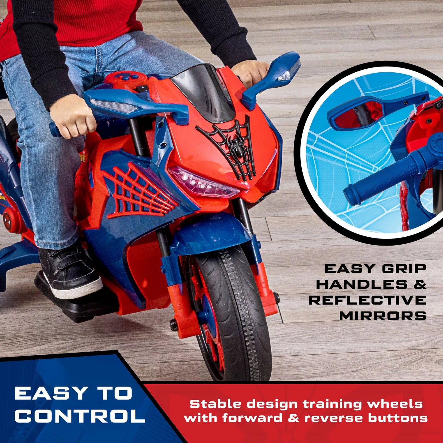 6V Spiderman Motorcycle, Battery Ride on Toy, for Kids, Ages 3+