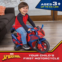 6V Spiderman Motorcycle, Battery Ride on Toy, for Kids, Ages 3+