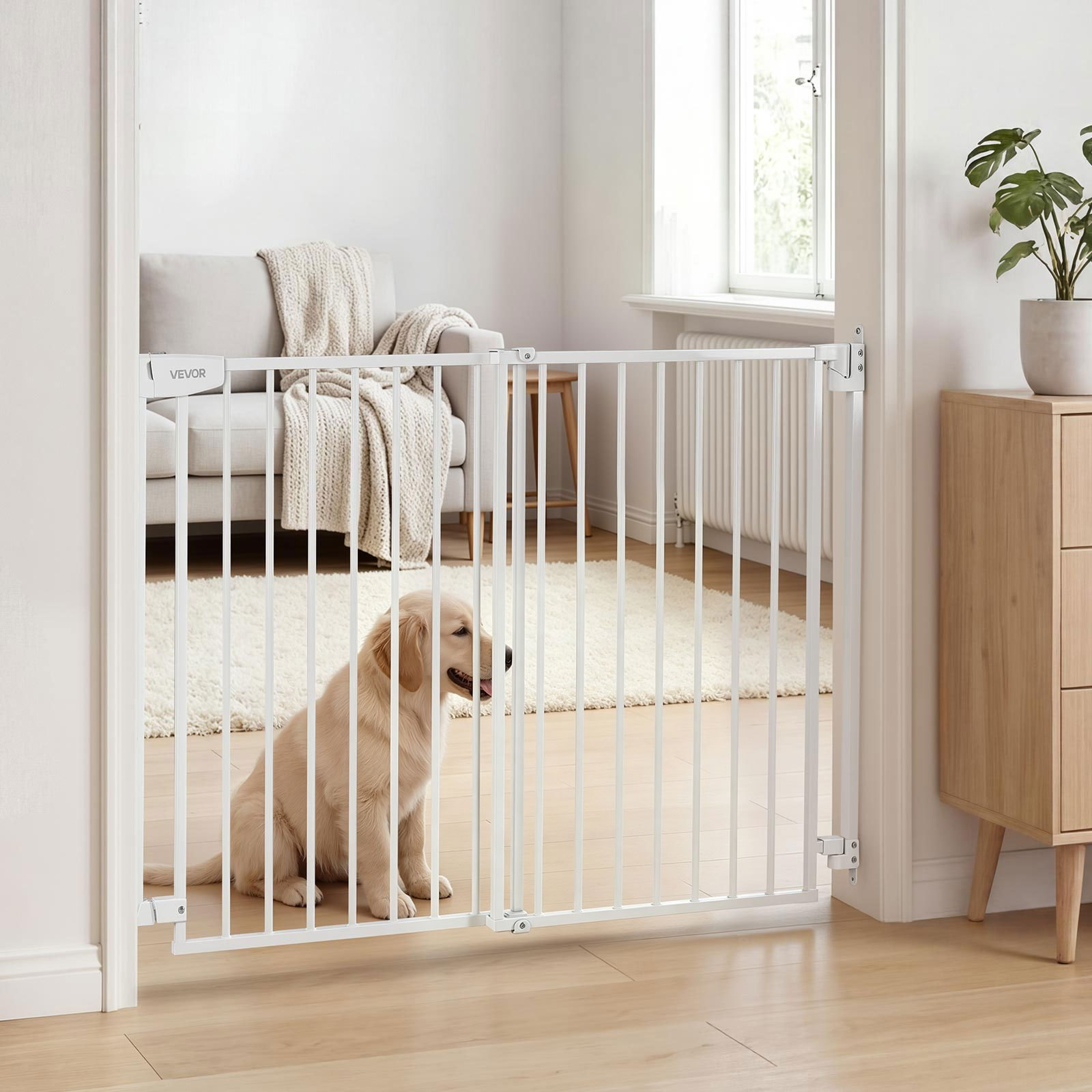 Adjustable Baby Gate for Stairs Metal Safety Pet Gate 31-48 Inch