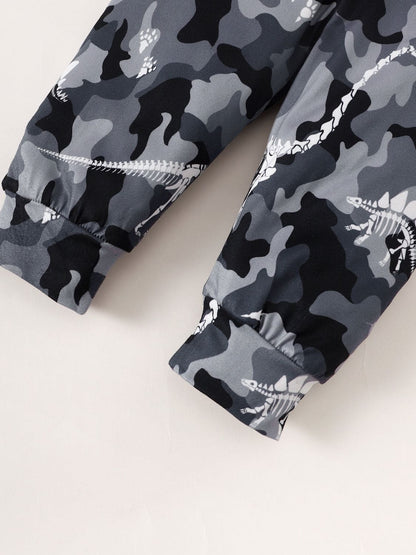 Children's Striped Hooded Bodysuit and Camouflage Pants Set - The Little Big Store