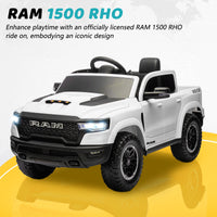 RAM 1500 Ride on Car Toy for Kids, 12V Powered Ride on Truck Toy with Remote Control, 4 Wheel Suspension, Safety Belt, Music, Bluetooth, LED Lights, Electric Cars for 3-5 Yrs Boy Girl, White