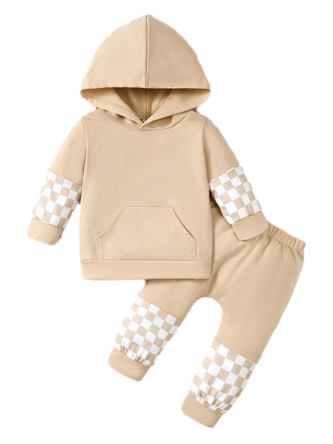 Checkered Long Sleeve Sweatshirt and Pants Set - The Little Big Store