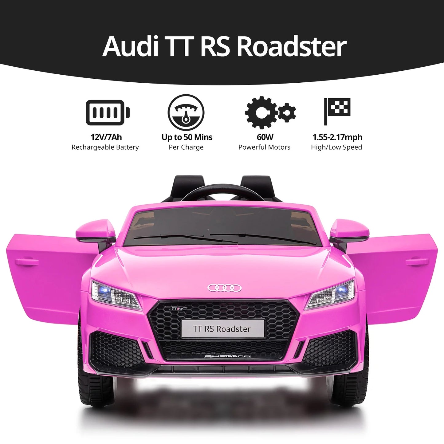 Electric Ride on Car for Kids, Licensed Audi 6V Ride on Toy for Toddlers Age 2-5 with Remote, Bluetooth - Pink