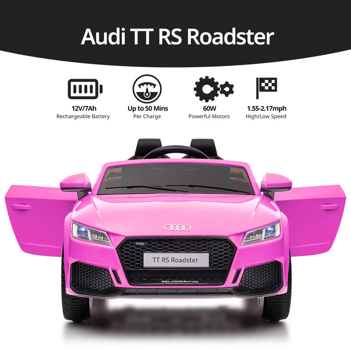 Electric Ride on Car for Kids, Licensed Audi 6V Ride on Toy for Toddlers Age 2-5 with Remote, Bluetooth - Pink