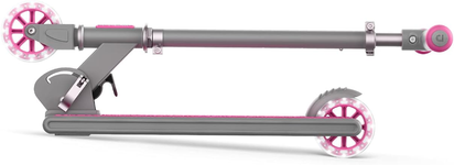 Leo Folding Kick Scooter - Vibrant Pink with Light-Up Wheels, Adjustable Handlebar & Easy Folding Design for Kids 5+