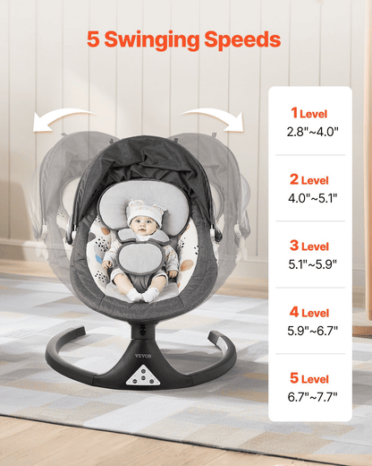 Baby Swing for Infants 5 Speeds 3 Seat Positions Remote Control - The Little Big Store