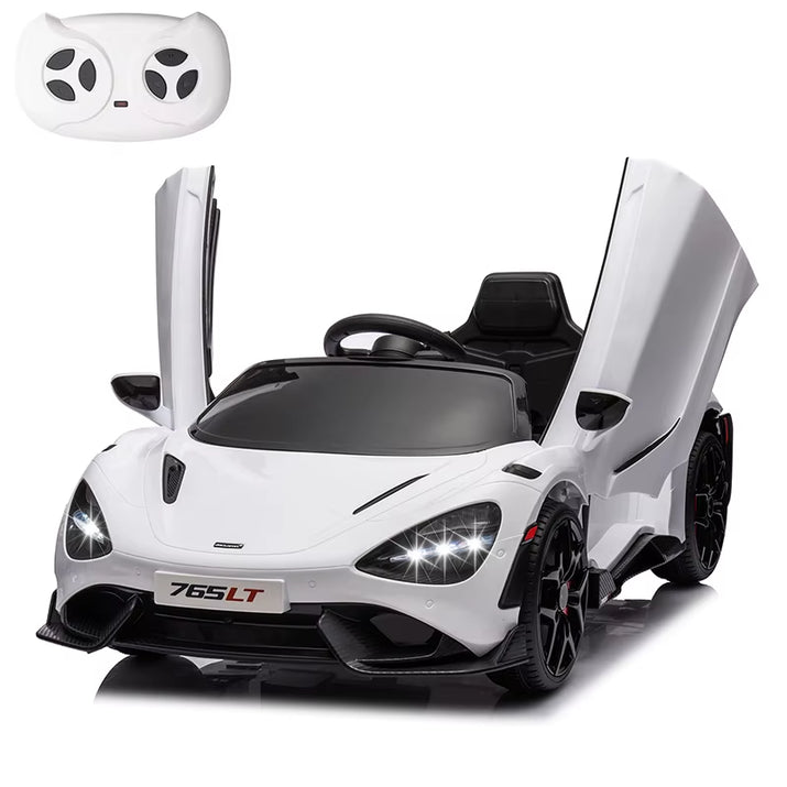 12V Licensed Mclaren 765LT Kids Ride on Toy,Electric Vehicle for Toddler Age 3+,Battery Powered Ride on Car with Hydraulic Doors
