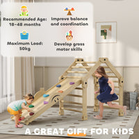 Qaba Indoor Toddler Climbing Toys, 4 in 1 Pikler Climbing Toys for Toddlers 18-48 Months, Inside Foldable Montessori Kids Climbing Toys, Indoor Playground with Ramp & Seesaw, Multicolored - The Little Big Store