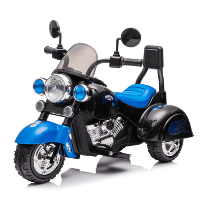 Kids Ride On Motorcycle Toy, 3-Wheel Chopper Motorbike with LED Colorful Headlights Horn, Blue 6V Battery Powered Riding on Electric Harley Motorcycle for Boys Girls - The Little Big Store