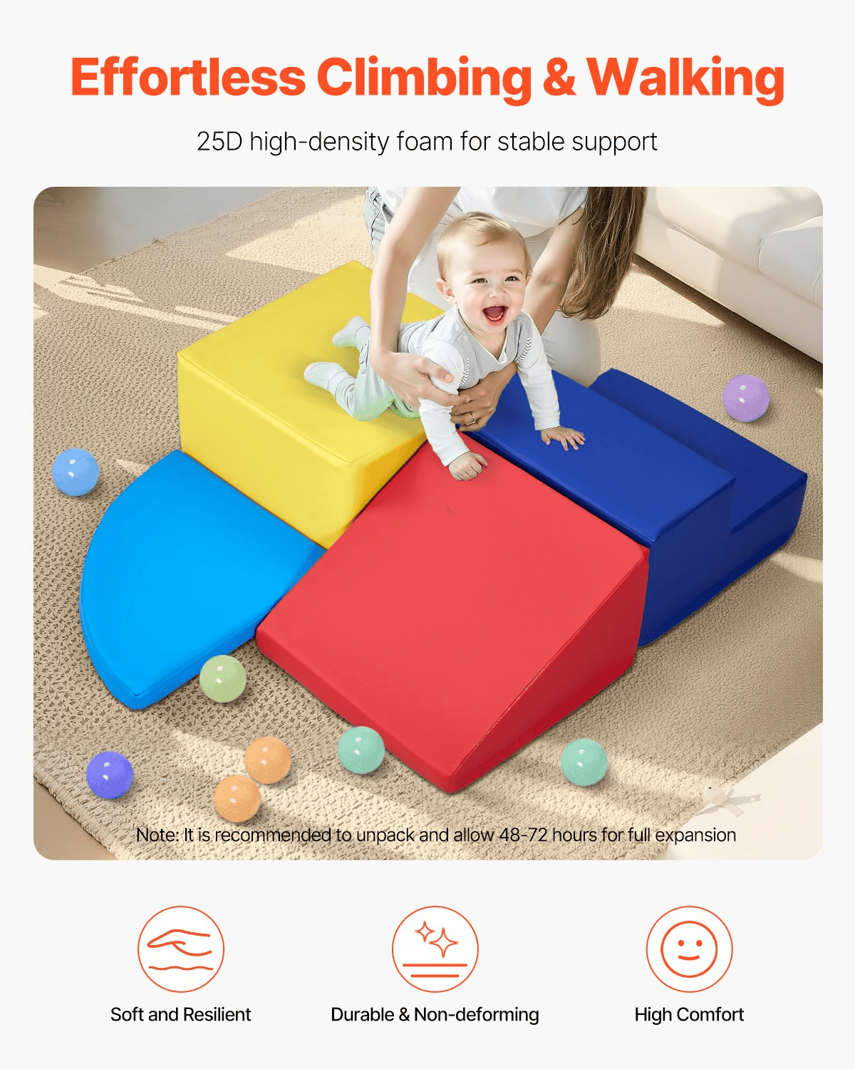 Climbing Toys 4 Piece Foam Climbing Blocks Set for Toddlers and Preschoolers