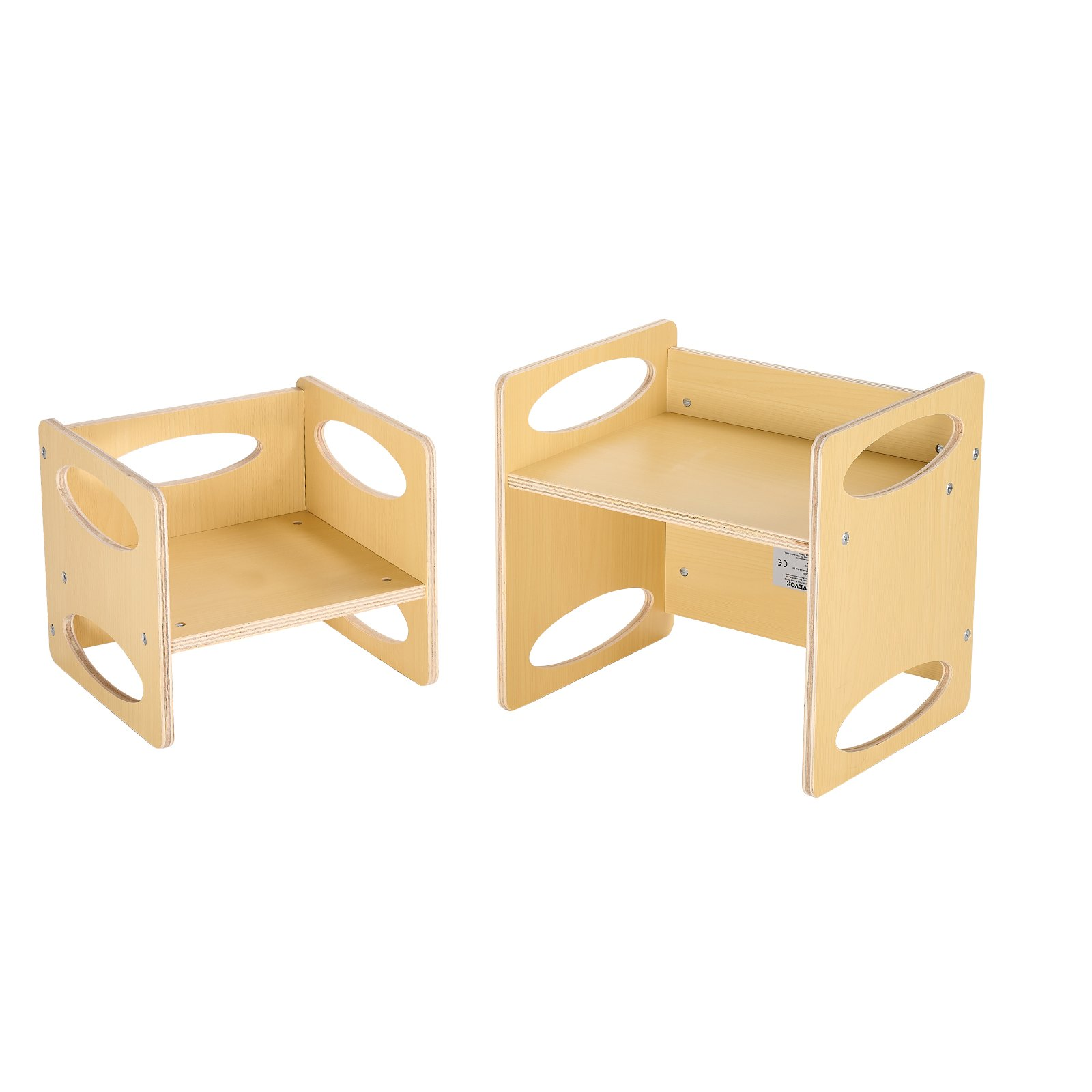Montessori Weaning Table and Chair Set – Adjustable Wooden Toddler Activity Set (Natural)