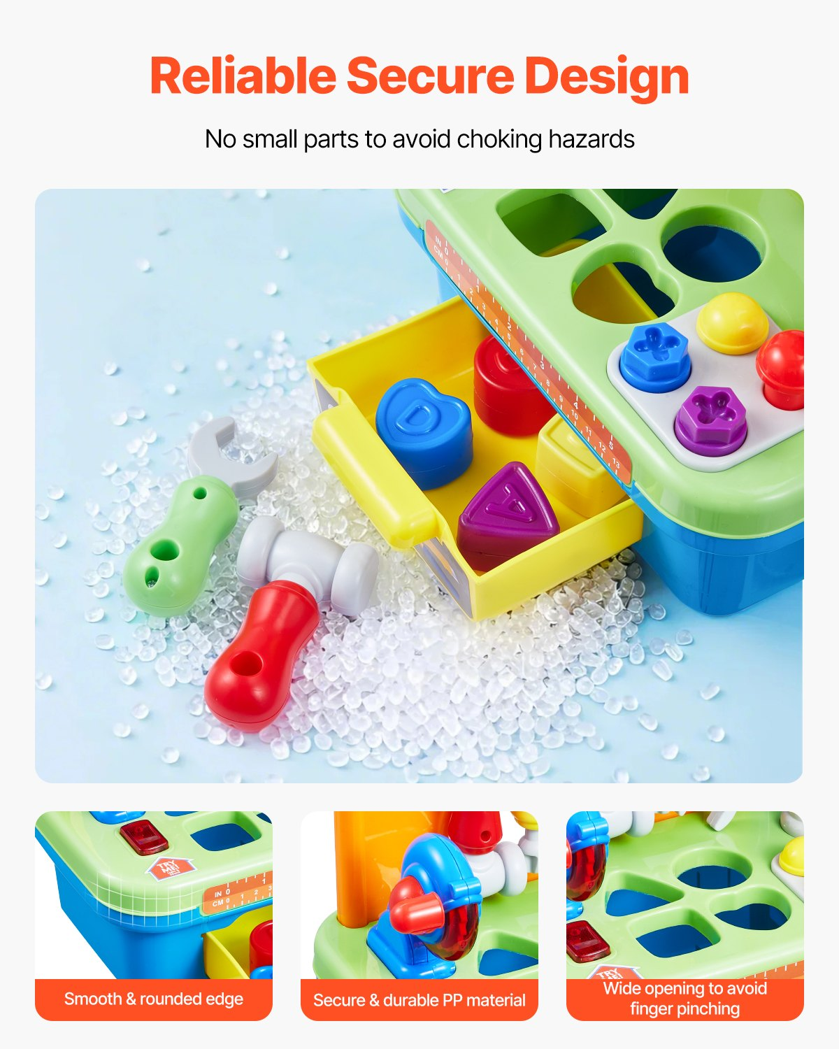 VEVOR Musical Workbench Toy, Sounds & Lights, Musical Learning Workbench for Toddler Age 2 Years and Up, Baby Pretend Play Tool Set, Infant Shape Sorter Activities, Kids Pounding Game, Boys & Girls