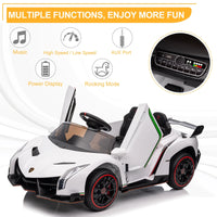 12V Licensed Lamborghini Electric Ride on Cars for Kids, Powered Ride on Toys Cars for Girl Boys, with Parent Remote Control, Bluetooth Music - White