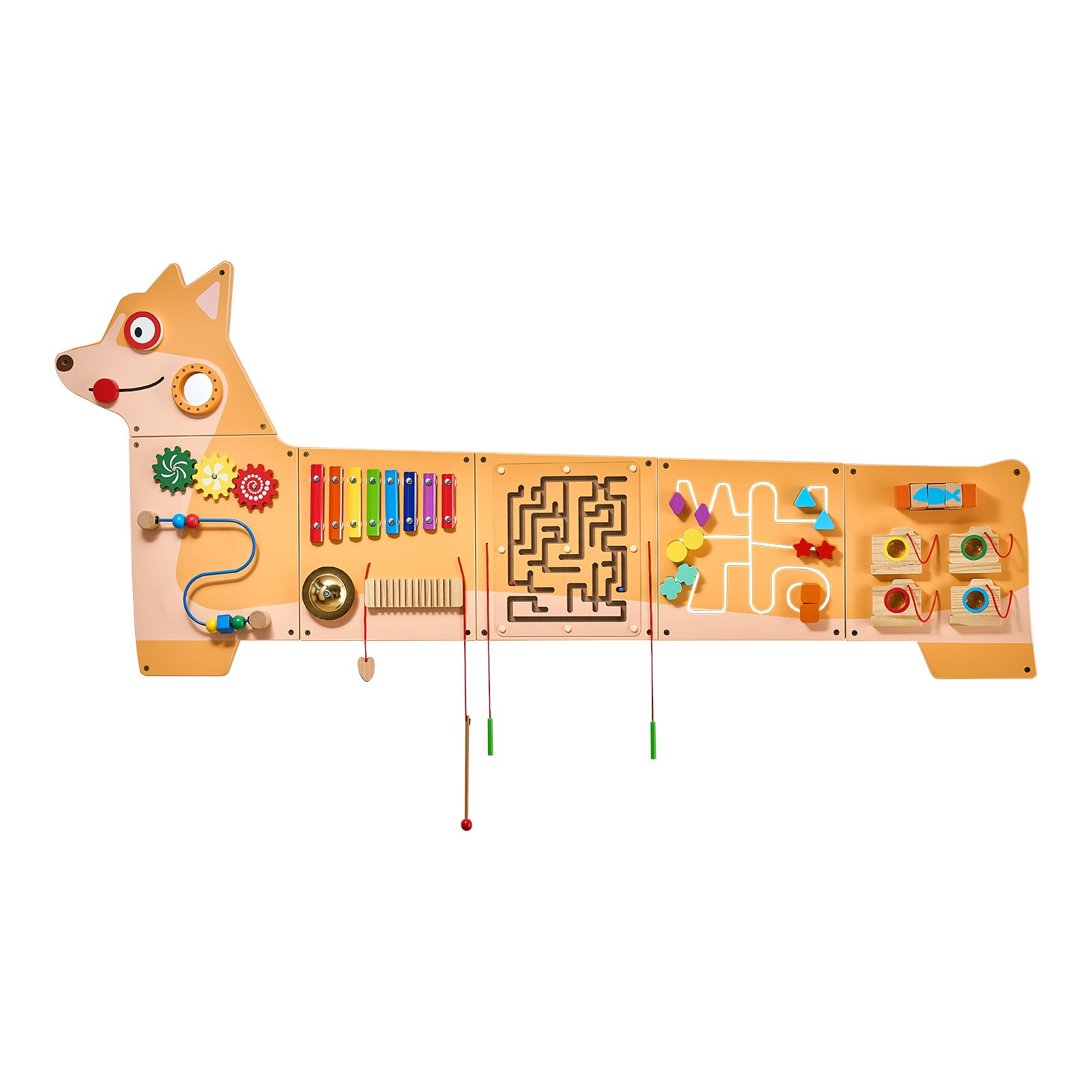 VEVOR Puppy Activity Wall Busy Board Panels, 12 Activities, Montessori Sensory Wall Toy for Kids 3-12 Years, Montessori Learning Activity Center, Ideal for Toddler Playroom Nursery Classroom
