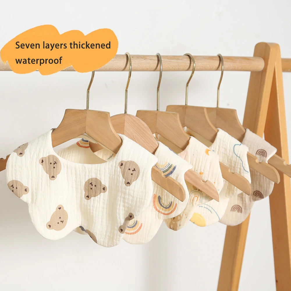 Multi-Layered Waterproof Baby Bib – 7-Layer Soft Cotton Collar Bib with 38 Cute Print Designs for Infants & Toddlers