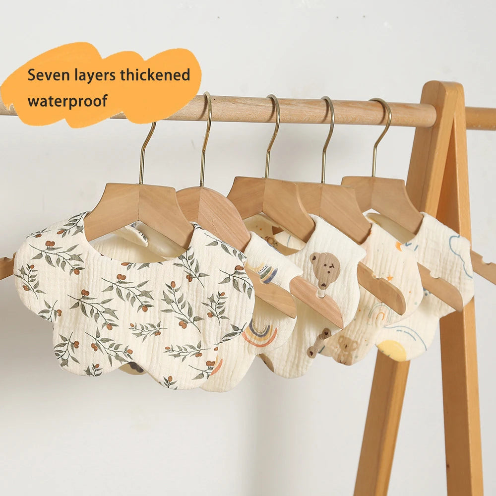 Multi-Layered Waterproof Baby Bib – 7-Layer Soft Cotton Collar Bib with 38 Cute Print Designs for Infants & Toddlers