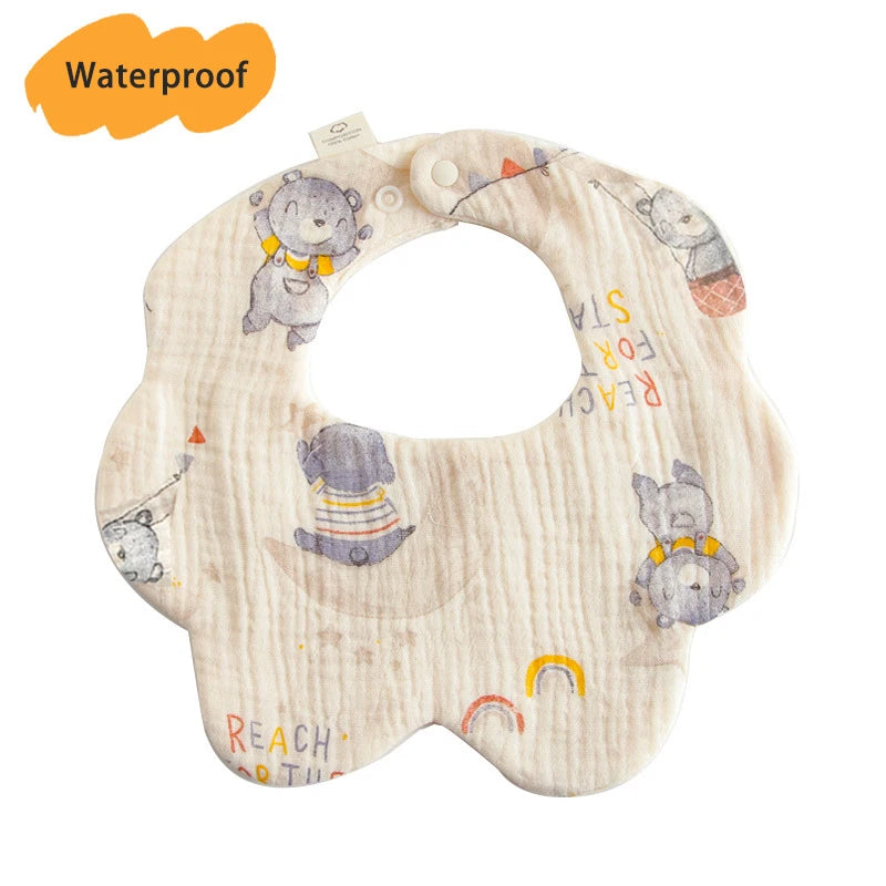 Multi-Layered Waterproof Baby Bib – 7-Layer Soft Cotton Collar Bib with 38 Cute Print Designs for Infants & Toddlers