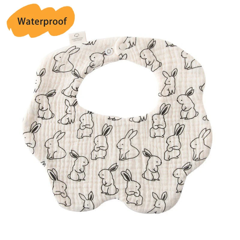 Multi-Layered Waterproof Baby Bib – 7-Layer Soft Cotton Collar Bib with 38 Cute Print Designs for Infants & Toddlers