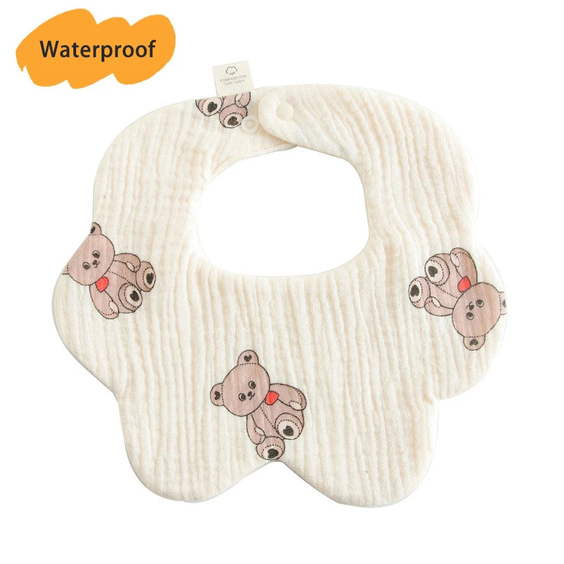 Multi-Layered Waterproof Baby Bib – 7-Layer Soft Cotton Collar Bib with 38 Cute Print Designs for Infants & Toddlers